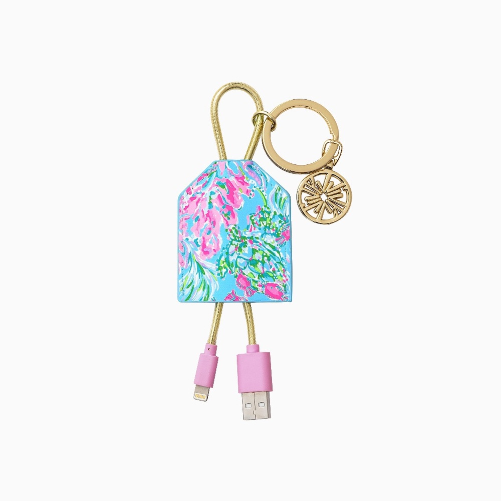 New w/o Box Lilly Pulitzer keychain with usb charging cord